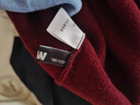 喬沃（JOW）【重磅590g100%綿羊毛】新年酒紅V領(lǐng)加厚純羊毛衫男本命年紅毛衣 曬單實(shí)拍圖