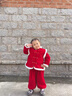 G.duck兒童拜年服唐裝冬季漢服加絨厚男女寶寶紅色喜慶服套裝元旦演出服 上衣+黑色加絨褲子 加厚 110 適合35斤左右 曬單實(shí)拍圖