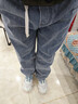西域駱駝（VANCAMEL）牛仔褲男寬松直筒韓版垂感闊腿休閑褲子男加絨加厚長(cháng)褲 中藍 XL 曬單實(shí)拍圖
