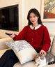 鹿王戀雪韓系甜美紅色毛衣女秋冬季2025年新款寬松百搭軟糯針織衫外套上衣 紅色 L 106-115斤 曬單實(shí)拍圖