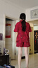 靜韻【涼感型】超柔軟新婚睡衣女夏本命年騏驥紅家居服短袖男女神節 曬單實(shí)拍圖