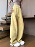 紅蜻蜓休閑褲女加絨闊腿2025年新款冬季高腰直筒衛褲香蕉女士運動(dòng)褲子女 檸檬黃 加絨 常規 M 【推薦101-115斤】 曬單實(shí)拍圖