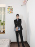 圖曼朵職業(yè)西裝套裝女士秋季通勤面試穿搭正裝職場(chǎng)高級感西服外套 黑色套裝【外套+西裝褲】 M 推薦101-110斤可穿 曬單實(shí)拍圖