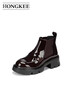 紅科（HONGKEE）短靴女2025秋冬季新款亮面時(shí)尚粗跟切爾西靴HA85M426 黑色 37 曬單實(shí)拍圖