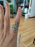 媞陌小眾設計原創(chuàng  )蛇滴油感冷淡風(fēng)不規則食指戒指潮酷女指環(huán)520情人 A2971-1綠色A24-306 曬單實(shí)拍圖