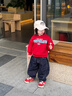 嘟嘟家兒童衛衣學(xué)院風(fēng)春款男童紅色長(cháng)袖春季女童連帽衣服寶寶童裝洋氣潮 卡蘭達紅 90 曬單實(shí)拍圖