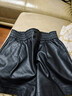 大碼顯瘦皮短褲2025秋冬新款真皮皮褲高腰闊腿靴褲大碼外穿a字褲 黑色褲長(cháng)37厘米 2XL 【適合121-130斤】 曬單實(shí)拍圖