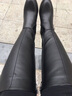 啄木鳥(niǎo)品牌真皮羊毛長(cháng)筒靴2025秋冬新款高筒靴百搭棉靴加厚保暖靴子女 黑色加厚羊毛款 37 曬單實(shí)拍圖