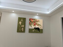 吉祥鹿中古風(fēng)復古餐廳裝飾畫(huà)玫瑰貓咪客廳飯廳背景墻掛畫(huà)高檔大白墻壁畫(huà) B款 25*50/50*50cm 無(wú)框畫(huà)（松木內框） 高清藝術(shù)微噴【優(yōu)質(zhì)油畫(huà)布+光油效果】 曬單實(shí)拍圖