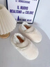 日本月子鞋冬季孕產(chǎn)婦保暖加絨加厚底產(chǎn)后防滑棉拖鞋軟底包跟鞋 奶油白 35-36 36-37(適合) 曬單實(shí)拍圖