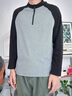 君茵美式半拉鏈德絨長(cháng)袖t恤男秋冬正肩打底衫男款拼接內搭立領(lǐng)衛衣 麻灰色 XL 曬單實(shí)拍圖