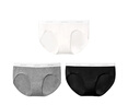 ubras棉抗菌襠內褲女士?jì)妊澋脱茄澥孢m透氣親膚（3條裝） 黑色+花灰色+白色 M 曬單實(shí)拍圖