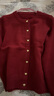 唐獅（TonLion）紅色毛衣女針織開(kāi)衫外套女裝秋冬季本命新年上衣服仿綿羊絨短款女 曬單實(shí)拍圖