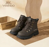 英氏（YEEHOO）童鞋加絨保暖英倫風(fēng)中大童皮靴兒童24秋冬新款男女童馬丁靴 深灰 加絨 34 曬單實(shí)拍圖
