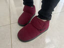 足力健大師老人棉鞋女冬季加絨加厚老人媽媽鞋腳腫大腳骨腳寬中牛筋底老人鞋 酒紅色 38 39 (適合38-39的腳) 曬單實(shí)拍圖