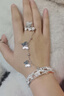 古風(fēng)氣質(zhì)超仙鈴鐺蝴蝶手鏈戒指連體個(gè)性復古女手環(huán)指環(huán)一體式套裝 蝴蝶款 曬單實(shí)拍圖