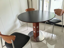 和諧都匠新款圓形巖板餐桌椅組合一桌四椅小戶(hù)型家用客廳輕奢中古飯桌 1.0米圓餐桌 中古色+黑色巖板 曬單實(shí)拍圖