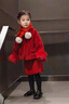 G.duck兒童連衣裙2025新款冬裝女童拼接毛邊蝴蝶結毛呢公主裙寶寶拜年服 紅色套裝 80 cm 曬單實(shí)拍圖