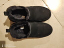 可牧麗羊皮毛一體冬季男鞋一腳蹬休閑輕便加厚防滑雪地鞋新款真皮保暖男鞋 黑色 45 曬單實(shí)拍圖
