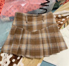 佐敘格子毛呢半身裙女2025秋冬季新款學(xué)院風(fēng)加厚顯瘦A字包臀百褶短裙 卡其色 （配腰帶） XL （100-115斤） 曬單實(shí)拍圖