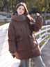 勤度胖妹妹特大碼羽絨服女300斤加肥胖mm冬裝中長(cháng)款韓版寬松孕婦外套 摩卡棕 2XL :100-150斤 曬單實(shí)拍圖