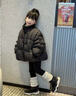 元氣小猴女童短款羽絨服冬裝2025新款兒童90白鴨絨大童女孩加厚面包服外套 黑色 160 cm 曬單實(shí)拍圖