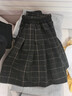 芭比女童冬季裙子秋冬格紋毛呢半裙校園風(fēng)百褶裙BY010 藏藍色 150 曬單實(shí)拍圖