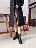 妙麗短靴女粗跟真皮時(shí)尚時(shí)尚薄絨套筒2025冬季新款百搭輕奢時(shí)裝靴女 黑色 37 曬單實(shí)拍圖
