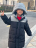 Skechers斯凱奇兒童中長(cháng)款羽絨外套冬季男女童梭織保暖連帽羽絨服L425K072 碳黑/0018 140 充絨量140g 曬單實(shí)拍圖