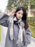 DFBK2026冬季男女格子情侶款圍巾保暖針織毛線(xiàn)圍脖情侶百搭護頸圍巾 藍咖色 曬單實(shí)拍圖