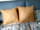 艾薇沙發(fā)抱枕套組合靠枕套靠墊靠背套不含抱枕芯45*45千橙3個(gè)套裝 曬單實(shí)拍圖