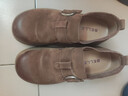百麗（Belle）復古擦色牛皮勃肯鞋女商場(chǎng)同款厚底休閑單鞋E7C1DCM5 棕色 36 (230mm) 曬單實(shí)拍圖