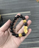 中國黃金（CHINA GOLD）黃金貔貅手鏈男士款足金招財轉運珠皮丘手串送爸爸新年節禮物 8mm黑曜石【榮華富貴】約1.2g 曬單實(shí)拍圖