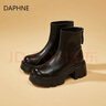 DAPHNE高跟短靴女爆款2025新款秋冬季百搭厚底英倫風(fēng)切爾西馬丁靴 曬單實(shí)拍圖