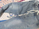 Homlean牛仔褲男秋水洗做舊寬松高街直筒松緊腰休閑長(cháng)褲子HS15復古藍M 曬單實(shí)拍圖