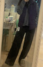 pusumede軟糯休閑褲女秋冬加絨褲子寬松直筒闊腿褲百搭拖地長(cháng)褲 黑花灰小個(gè)子(建議身高155~160cm) 現貨 M 曬單實(shí)拍圖