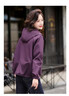 短款外套女春秋款休閑沖風(fēng)衣韓版寬松雙層夾克連帽時(shí)尚大口袋上衣 紫色 XL 建議130-150斤 曬單實(shí)拍圖
