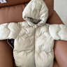 允兒媽【鴻基除塵絨】女童杜邦三防90白鴨絨羽絨服 寶寶冬季外套 灰杏色 現貨 120 充絨量129.2g 曬單實(shí)拍圖