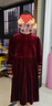 Little  Naive女童秋季絲絨連衣裙兒童法式紅色復古禮服生日連衣裙 酒紅色 150 曬單實(shí)拍圖