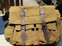 CavlslKcat復古斜挎包男士郵差包大容量休閑單肩包短途出游旅行包帆布斜背包 咖啡色 41*16*33CM 曬單實(shí)拍圖