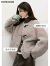 紅袖（hopeshow）復古文藝牛角扣皮草2025冬季新款女裝100%綿羊毛顆粒絨保暖短外套 云霧灰075 M 曬單實(shí)拍圖