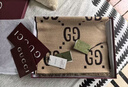 GUCCI古馳雙G提花羊毛圍巾[禮物] 棕色和米色 均碼 曬單實(shí)拍圖