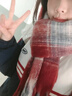 啄木鳥(niǎo)韓系氛圍感秋冬季圍巾女2025新款加厚保暖甜美學(xué)生百搭圍脖冬特價(jià) 酒紅色【漸變格子-流蘇圍巾】 曬單實(shí)拍圖