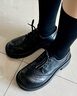 卓詩(shī)尼小皮鞋女款2026年秋冬新款系帶樂(lè )福鞋英倫風(fēng)牛津鞋女鞋布洛克單鞋 黑色 40 曬單實(shí)拍圖