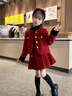 乖妮貓（GUAINIMAO）女童小香風(fēng)套裝深秋冬裝2026款兒童裙子時(shí)髦洋氣小女孩加棉加厚裝 酒紅色套裝 140 碼 曬單實(shí)拍圖