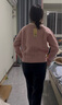科蒙博卡秋冬立體絞花圓領(lǐng)羊毛衫女 偏厚休閑毛衣打底針織衫 粉色 M 曬單實(shí)拍圖