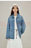 茵曼（INMAN）彩色刺繡花卉牛仔外套2026春季女裝新款休閑寬松工裝夾克上衣 牛仔藍 L 曬單實(shí)拍圖