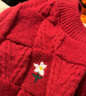 復古重工刺繡麻花毛衣外套女2025秋季新款寬松加厚慵懶風(fēng)針織開(kāi)衫 1633紅色 XL 【建議121斤-135斤】 曬單實(shí)拍圖