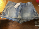 UR2026春季新款女復古水洗棉質(zhì)超短款裙褲牛仔半裙UWJ850049 藍色 (偏短) M 曬單實(shí)拍圖