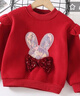 女童加絨重工訂珠衛衣上衣女寶寶冬裝2025兒童新年款喜慶過(guò)年服 紅色亮片兔子【加絨款】 120 【建議110-120cm】 曬單實(shí)拍圖